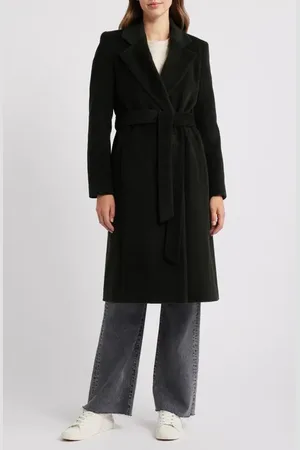 Sam Edelman Tie Belt Wool Blend Wrap Coat in at Nordstrom, Size 4