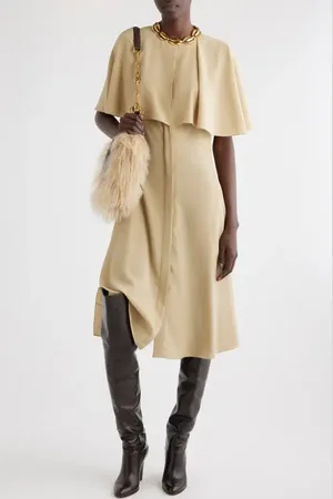 Chloé Cape Overlay Silk Crepe Shirtdress in at Nordstrom, Size 12 Us