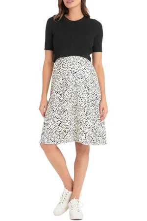 Séraphine Mixed Media Maternity/Nursing Dress in at Nordstrom, Size 6