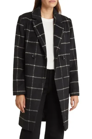 Sam Edelman Windowpane Plaid Coat in at Nordstrom, Size Medium
