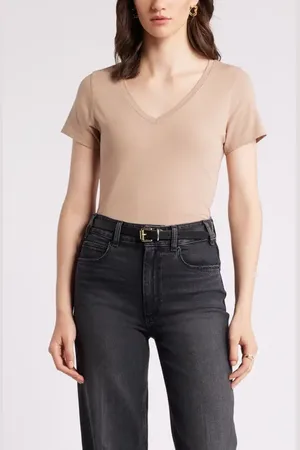 Nordstrom Everyday V-Neck Pima Cotton Blend T-Shirt in at , Size Medium