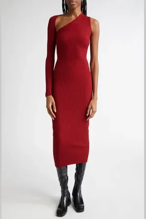 Courrèges Slash One-Shoulder Rib Sweater Dress in at Nordstrom, Size Large