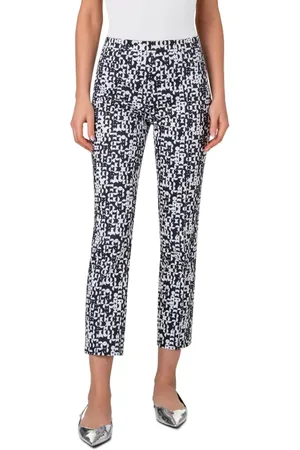 AKRIS Franca Mini Half Grid Circle Print Stretch Denim Crop Pants in at Nordstrom, Size 10
