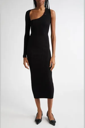 Courrèges Slash One-Shoulder Rib Sweater Dress in at Nordstrom, Size X-Small