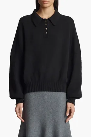 Khaite Rene Long Sleeve Cashmere Polo Sweater in at Nordstrom, Size X-Small