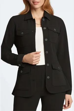 Foxcroft Stella Crepe Knit Utility Jacket in at Nordstrom, Size Small