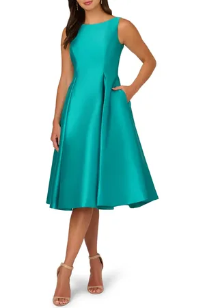 Adrianna Papell Sleeveless Mikado Fit & Flare Midi Dress in at Nordstrom, Size 4