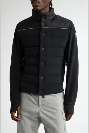Moncler Mixed Media Quilt Front Zip Cardigan in at Nordstrom, Size Small