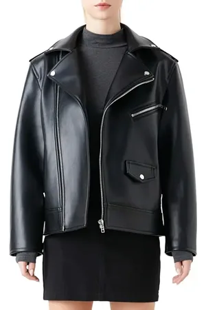 Grey Lab Padded Shoulder Faux Leather Biker Jacket in at Nordstrom, Size X-Small
