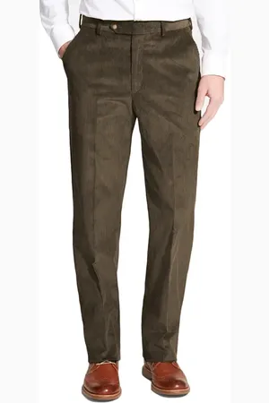 Berlei Luxury Italian Corduroy Flat Front Pants in at Nordstrom, Size 32