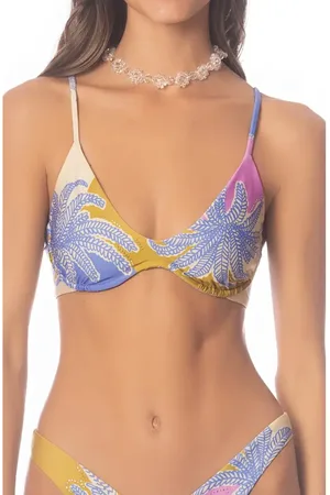 Maaji Periwinkle Palms Irene Reversible Underwire Bikini Top in at Nordstrom, Size X-Large