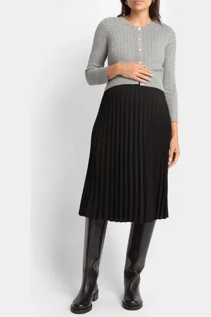 Séraphine Pleated Dress & Cable Knit Cardigan Maternity/Nursing Set in at Nordstrom, Size 6