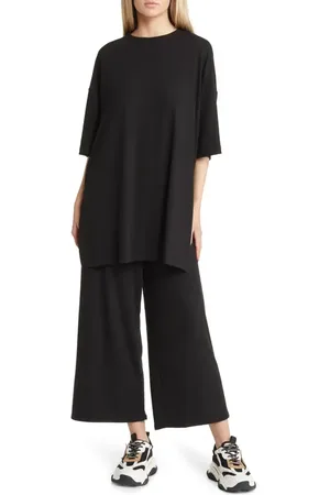 Dressed in Lala Lex Ribbed Oversize T-Shirt & High Waist Crop Pants Set in at Nordstrom, Size Small