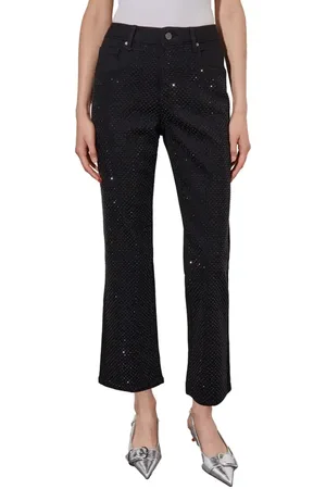 Ming Wang Crystal Front Flared Ankle Jeans in at Nordstrom, Size 2
