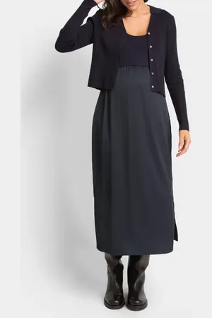 Séraphine Mixed Media Dress & Rib Cardigan Maternity/Nursing Set in at Nordstrom, Size 10