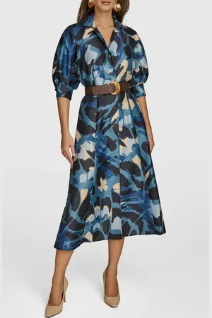 Donna Karan Belted Shantung Midi Shirtdress in at Nordstrom, Size 4