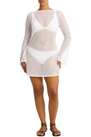 SEA LEVEL Surf Long Sleeve Sheer Mesh Cover-Up Minidress in at Nordstrom, Size Medium