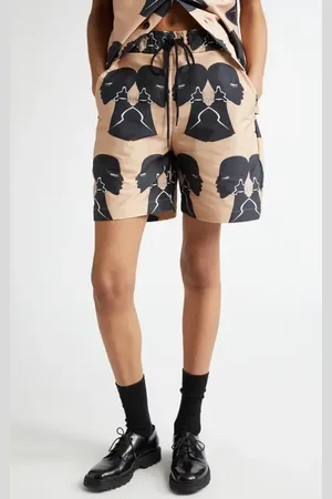 House of Aama Silhouette Print Cotton Twill Shorts in at Nordstrom, Size X-Small