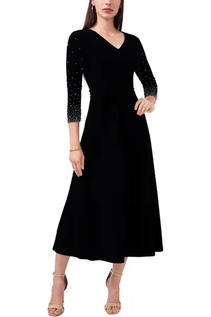Chaussmoi Embellished Tie Waist Midi Dress in at Nordstrom, Size Small