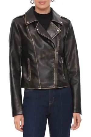 BAGATELLE Metallic Contrast Detail Faux Leather Moto Jacket in at Nordstrom, Size X-Large