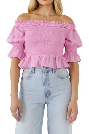 Endless Rose Off the Shoulder Smocked Top in at Nordstrom, Size X-Small