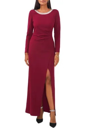 Chaussmoi Crystal Detail Long Sleeve Gown in at Nordstrom, Size Small