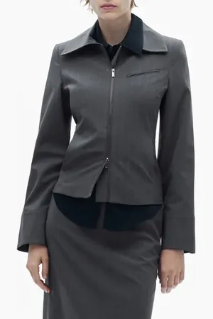 MANGO Pinstripe Zip Jacket in at Nordstrom, Size X-Small