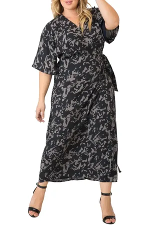 Standards & Practices Short Sleeve Wrap Maxi Dress in at Nordstrom, Size 1X