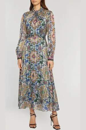 ELIE TAHARI The Raquel Paisley Long Sleeve Midi Dress in at Nordstrom, Size 8