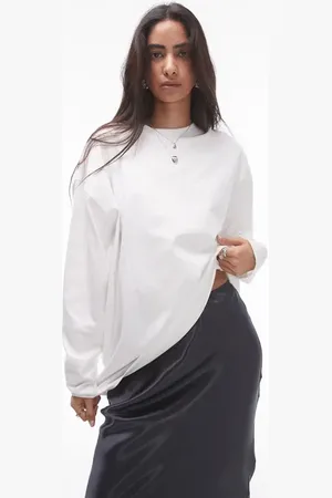 Topshop Skater Oversize Long Sleeve Cotton T-Shirt in at Nordstrom, Size Small