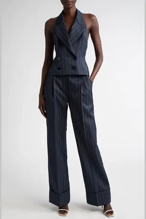 LAQUAN SMITH Pinstripe Pleated Wide Leg Trousers in at Nordstrom, Size Medium