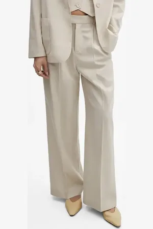 MANGO Pleat Front Wide Leg Suit Pants in at Nordstrom, Size 6