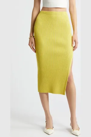Open Edit Luxe Sculpt Rib Midi Skirt in at Nordstrom, Size Small