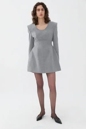 Nocturne Padded Shoulder Long Sleeve Minidress in at Nordstrom, Size X-Large