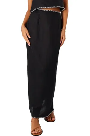 Petal & Pup Odette Linen Midi Skirt in at Nordstrom, Size X-Small