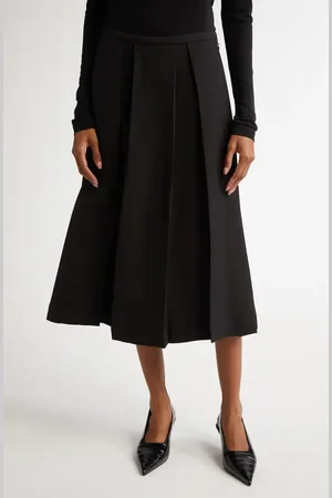 Totême Twinflower Pleated Wool & Silk Midi Skirt in at Nordstrom, Size 2 Us