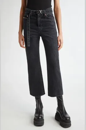 SACAI Belted Crop Bootcut Jeans in at Nordstrom, Size 0