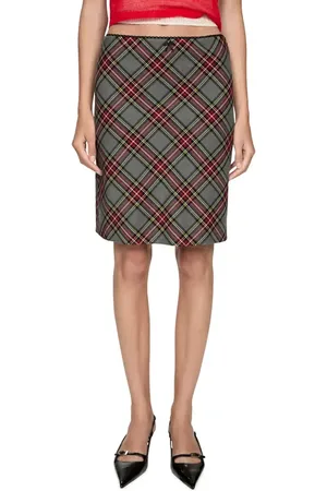 MANGO Check Lace Trim Skirt in at Nordstrom, Size 2