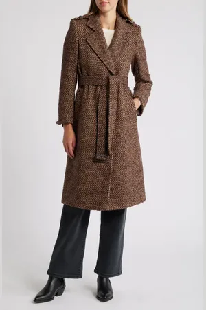 Sam Edelman Chevron Tie Waist Coat in at Nordstrom, Size 4