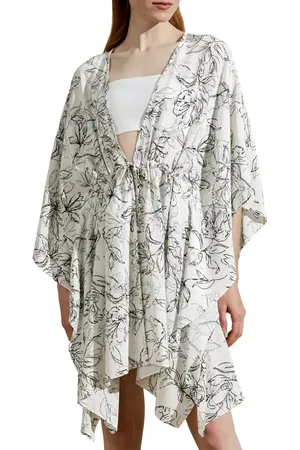 Lilysilk Floral Sketch Silk Cardigan in at Nordstrom, Size Medium