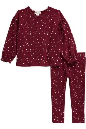 Miles The Label Confetti Print Ruffled Long Sleeve T-Shirt & Leggings Set in at Nordstrom, Size 9M