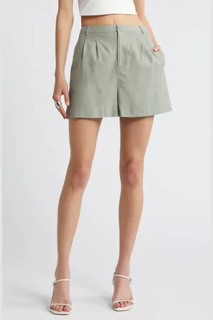 Open Edit High Waist Linen Blend Shorts in at Nordstrom, Size 16