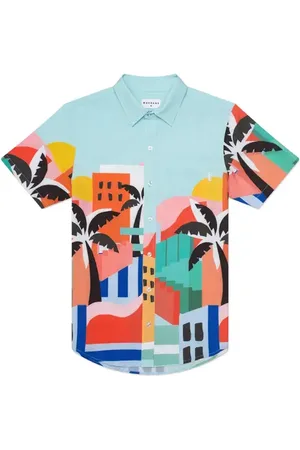MAVRANS Tailored Fit Havana Waterproof Short Sleeve Performance Button-Up Shirt in at Nordstrom, Size Small