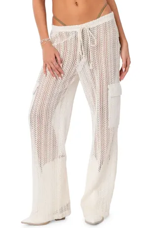 Edikted Ines Sheer Lace Cover-Up Cargo Pants in at Nordstrom, Size X-Small