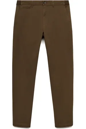 MANGO Flat Front Tapered Crop Stretch Cotton Chinos in at Nordstrom, Size 31