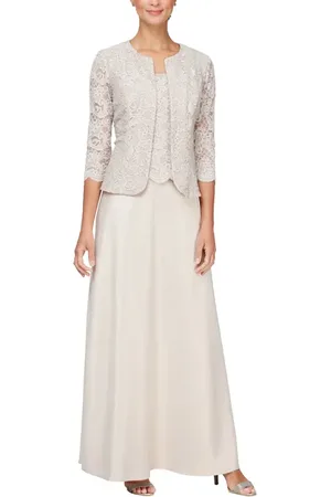 Alex Evenings Embroidered Lace Mock Two-Piece Gown with Jacket in at Nordstrom, Size 8