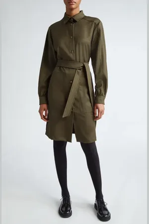 Max Mara Kim Long Sleeve Silk Belted Shirtdress in at Nordstrom, Size 12