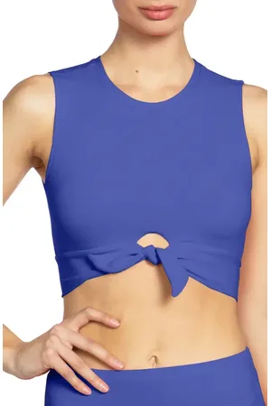 Robin Piccone Ava Longline Knot Front Bikini Top in at Nordstrom, Size Small