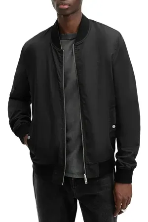 AllSaints Bassett Reversible Bomber Jacket in Black /Khaki Brown at Nordstrom, Size Small