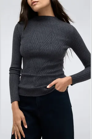 Kenneth Cole Mock Neck Chevron Rib Sweater in at Nordstrom
